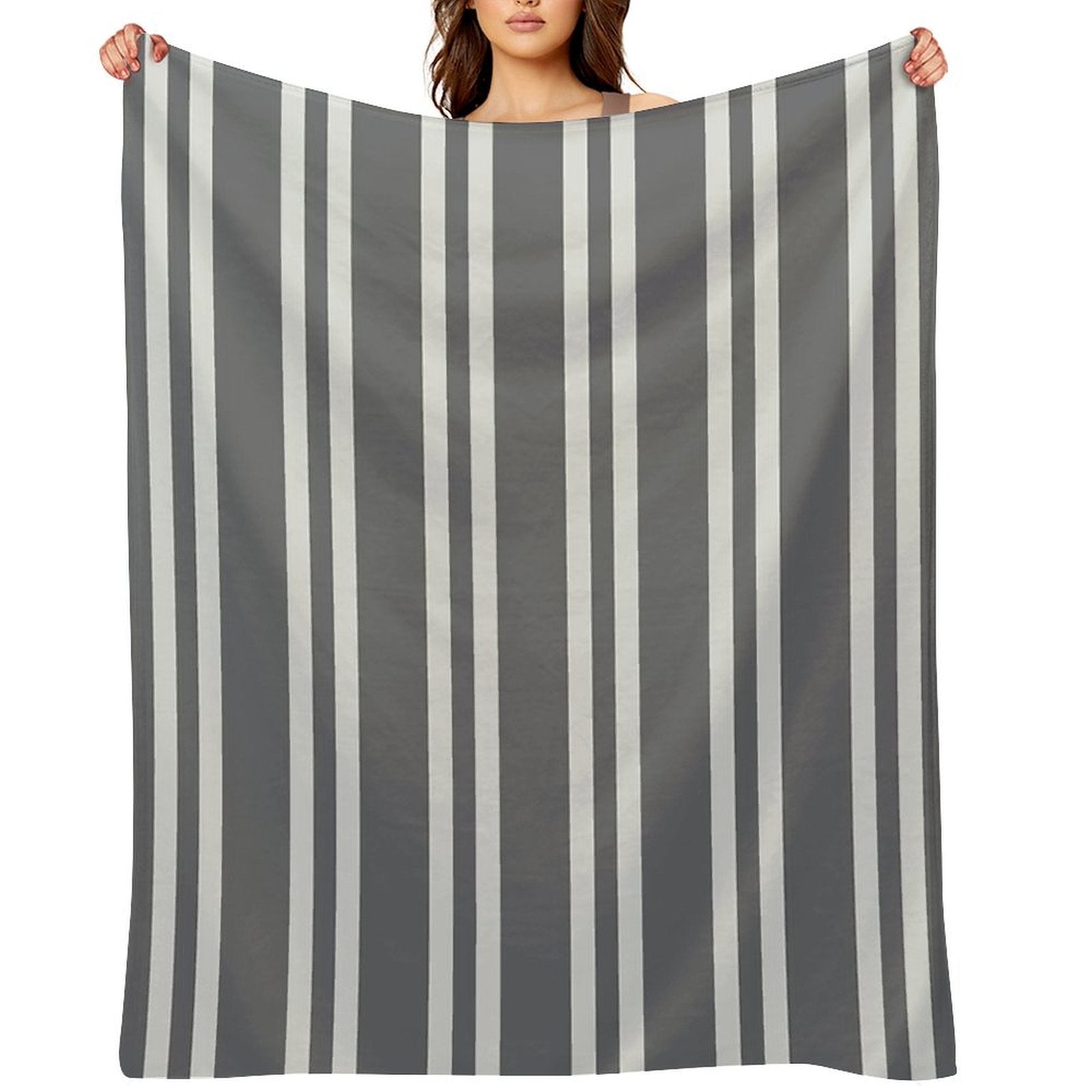 Gray Stripes Plush Throw Blanket