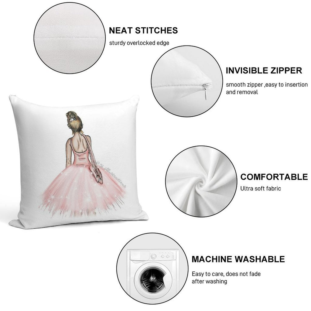 Ballerina Sparkle Soft Washable Throw Pillow