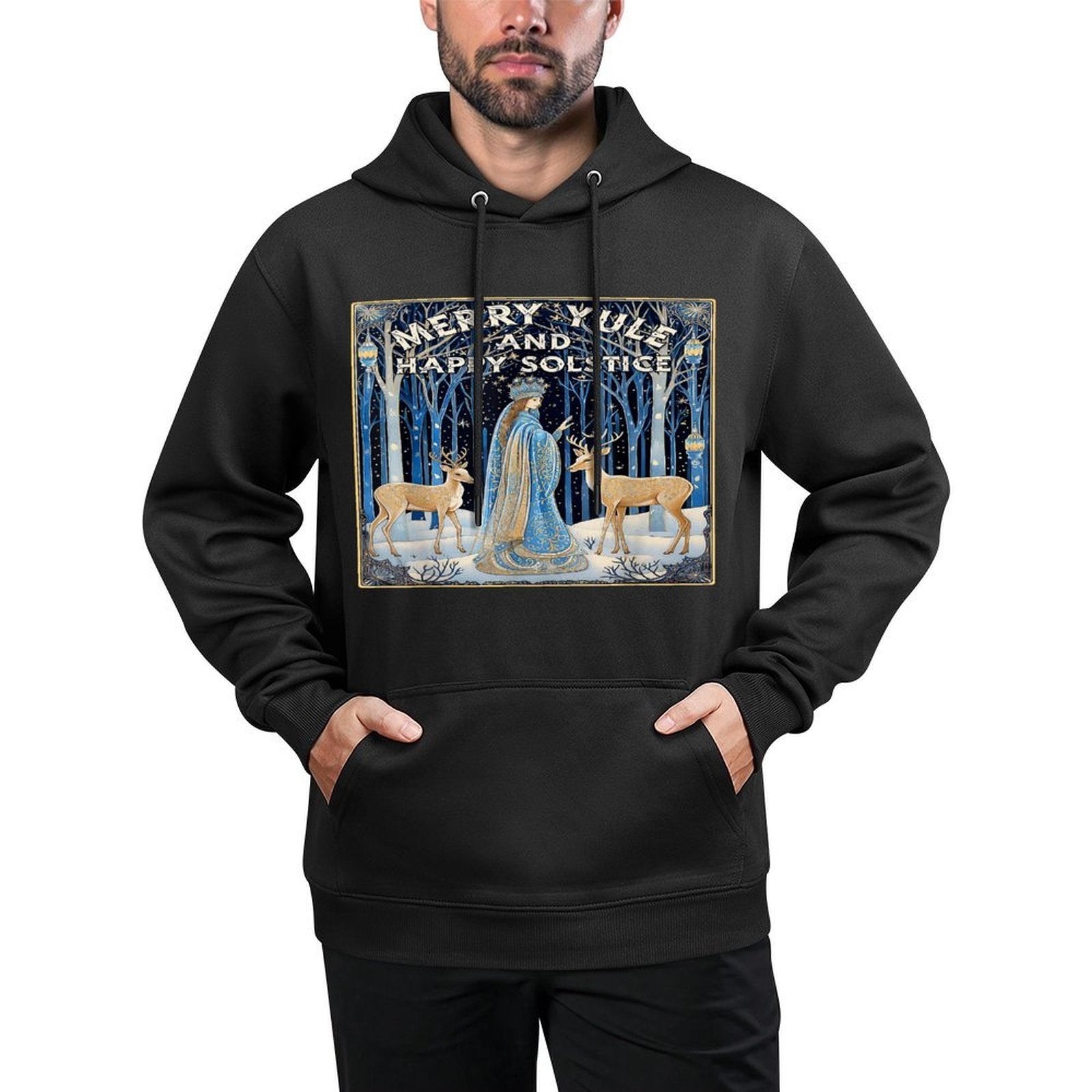 Merry Yule And Happy Winter Solstice Deer Christmas Gothic Versatile Streetwear Hoodie