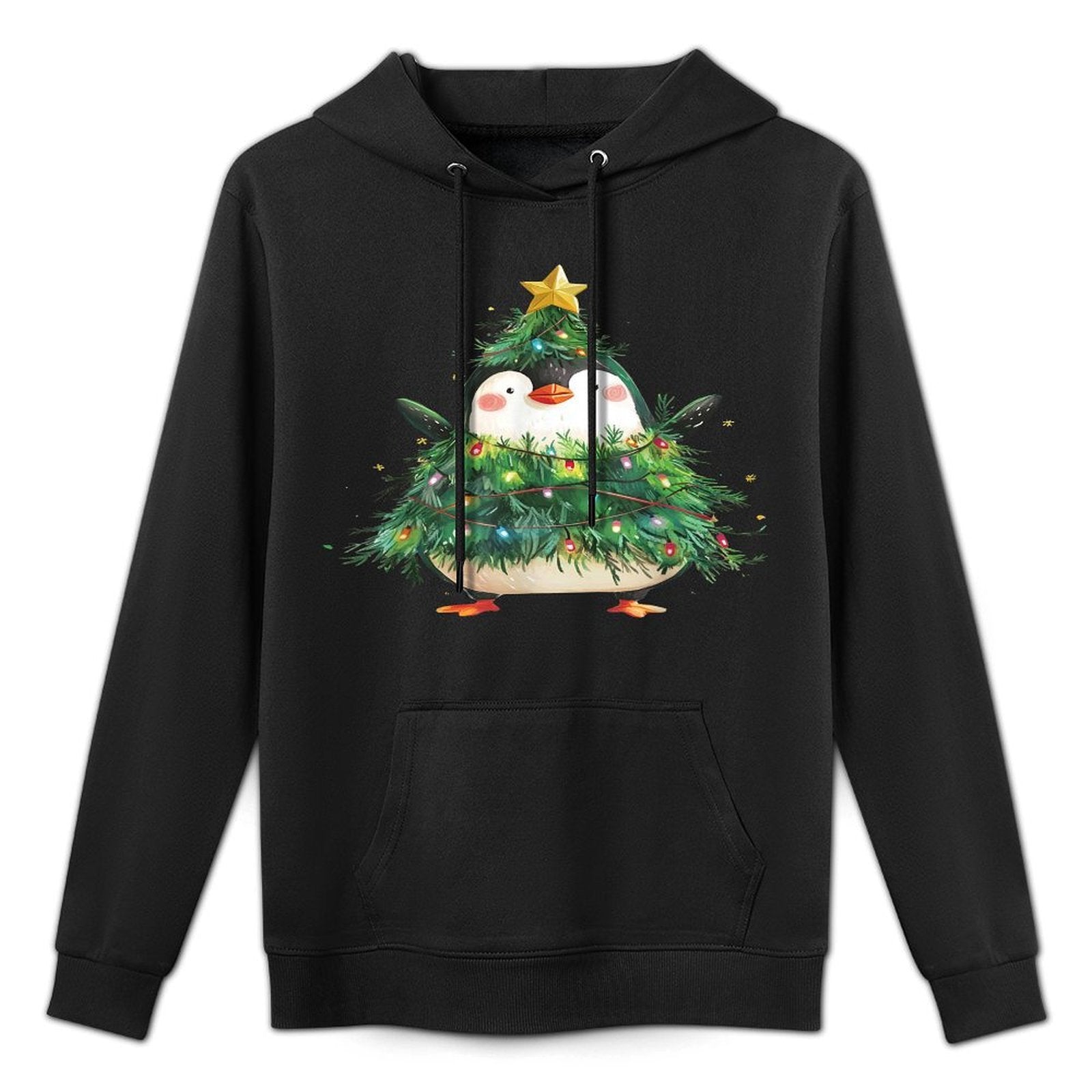 Penguin Christmas Tree Pajamas Girls Boys Xmas Lights Shape Retention Hoodie
