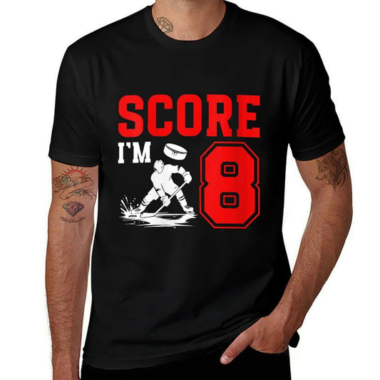 Womens 8th Ice Hockey Birthday Eight Year Old Ice Hockey Player  Wrinkle-resistant T-Shirt