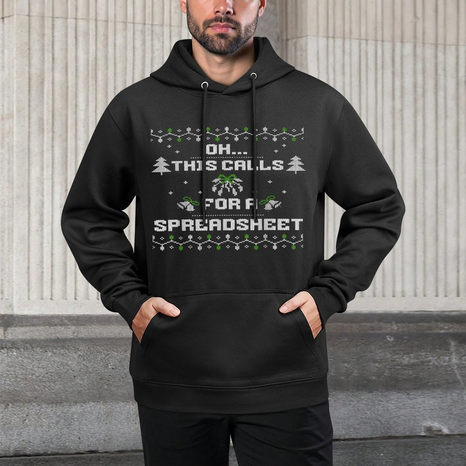 Oh This Calls for A Spreadsheet Ugly Christmas For Analysts Shrink-Resistant Hoodie