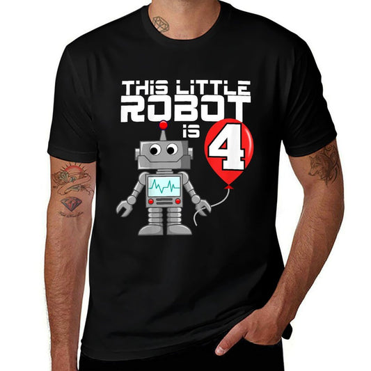 Robot Robotics Birthday Gifts Kids 4 Year Old Robot Birthday Party  Durable T-Shirt