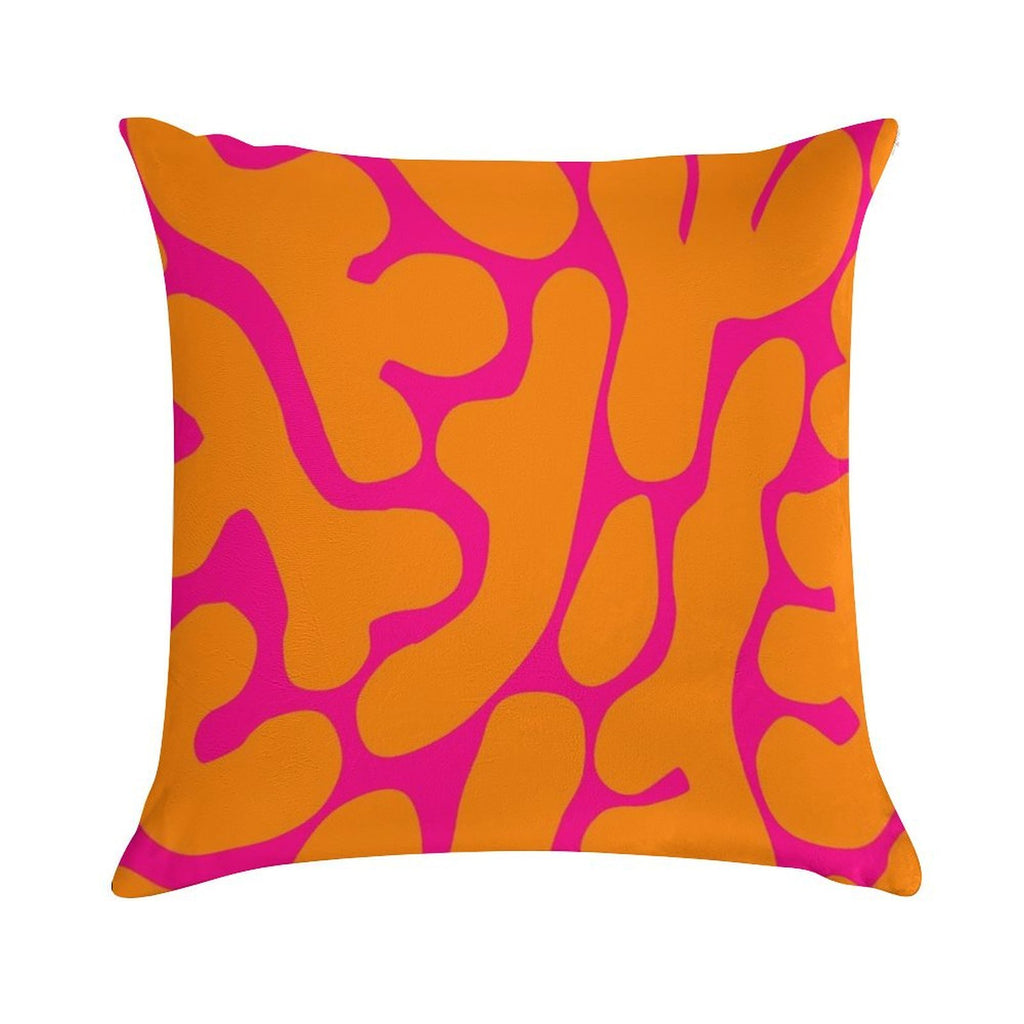 Preppy Coral Reefs Pattern in Pink And Orange Soft Bedroom Essential Throw Pillow