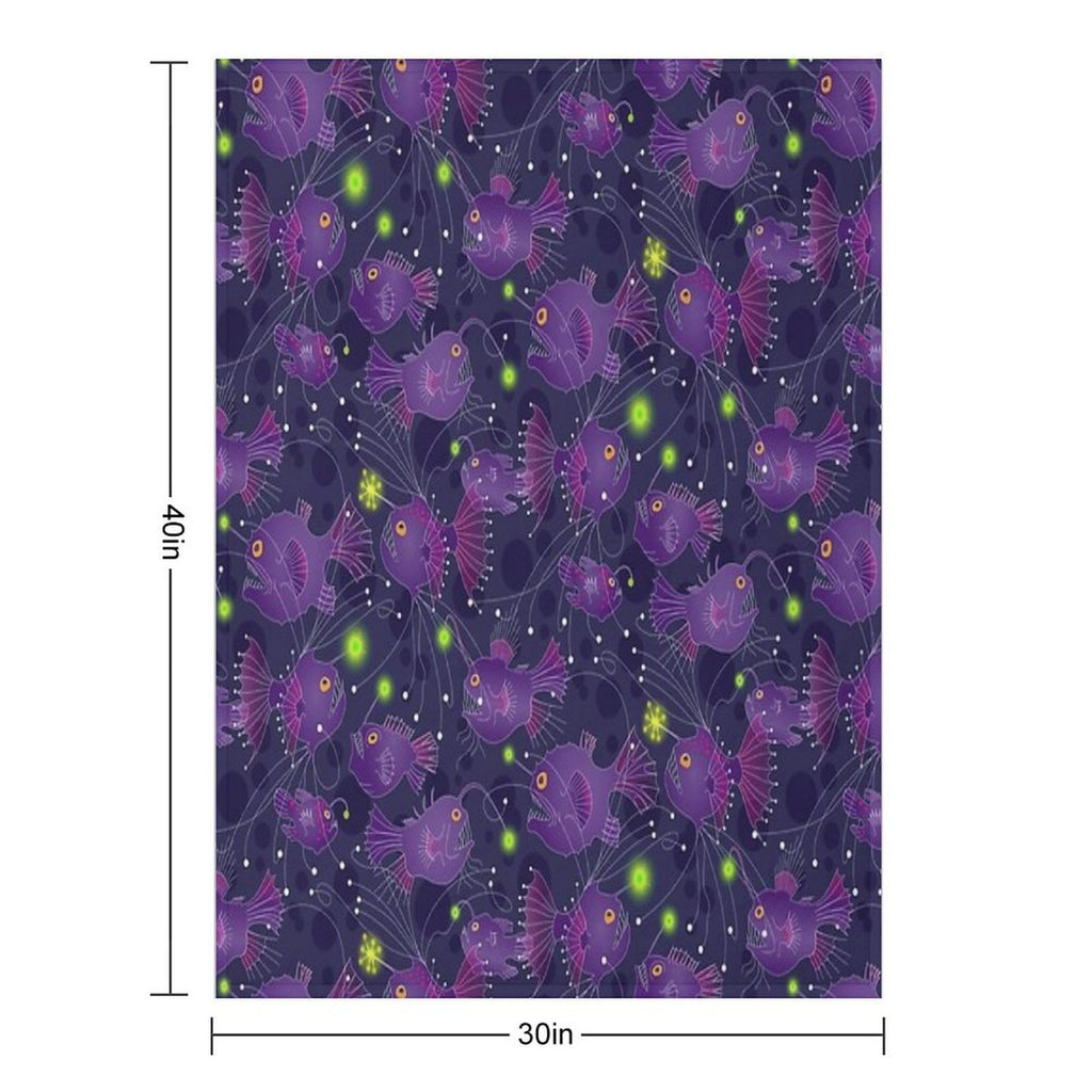 Angler Fish Purple Premium Throw Blanket