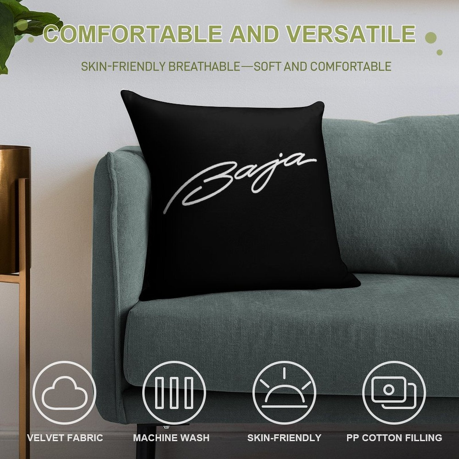 Baja Symbol Soft Bedroom Essential Throw Pillow