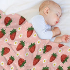 STRAWBERRY AND FLOWER PATTERN  VSCO Lightweight Throw Blanket
