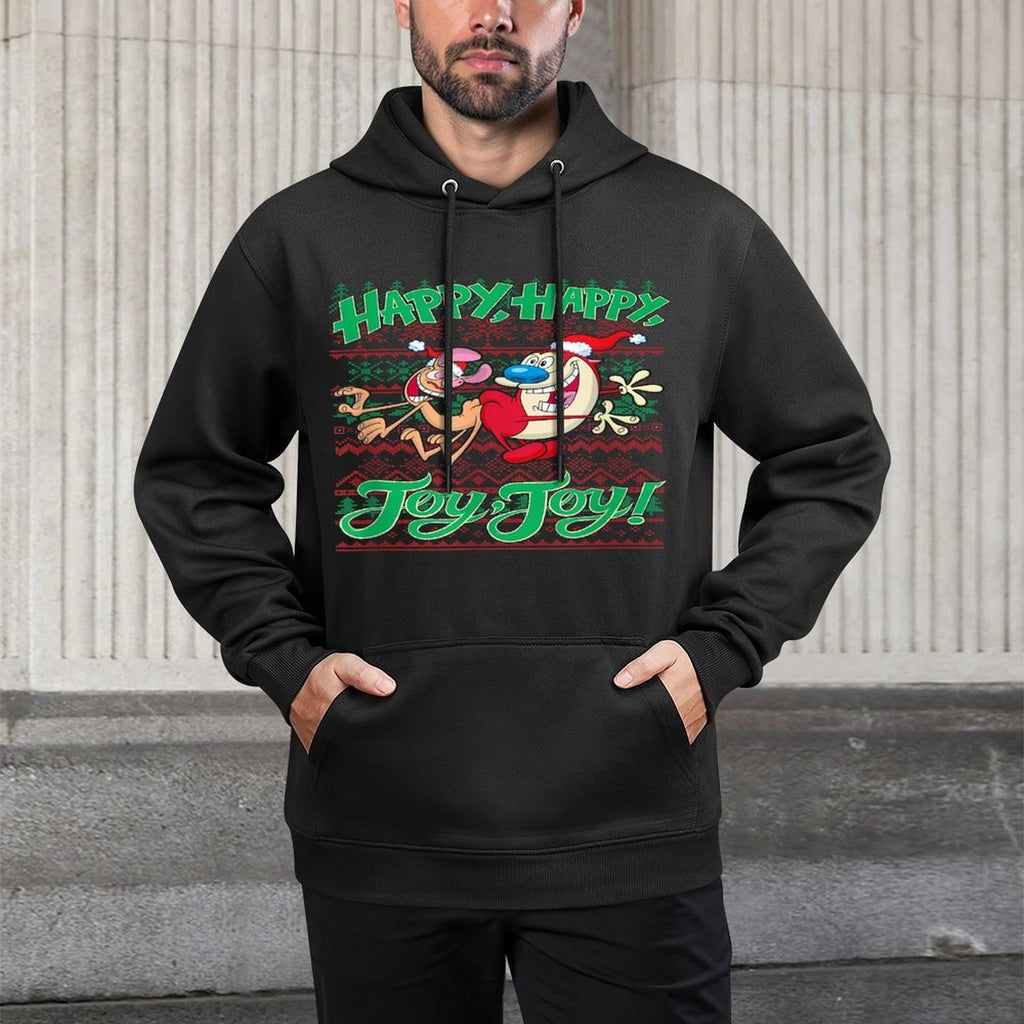 Ren And Stimpy Christmas Happy Joy Ugly Sweater Customizable Surface Hoodie