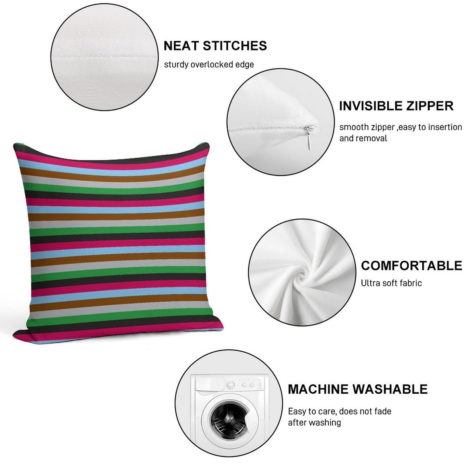 Harlequins Rugby Striped Soft Shrink-Resistant Throw Pillow