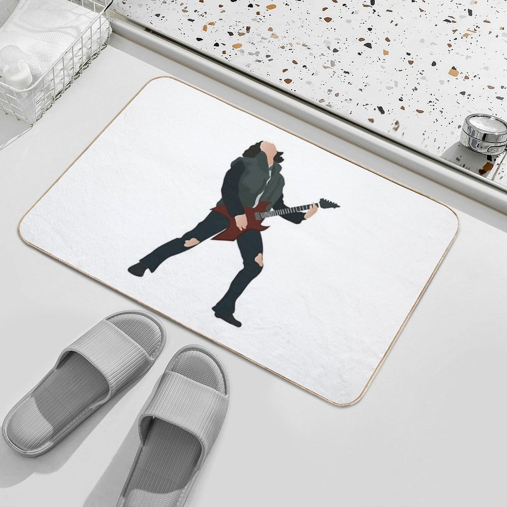 Stranger Things  Eddie Munson with His Guitar - She Was Destined for An Alternate Dimension.  Anti-Trip Bath Mat