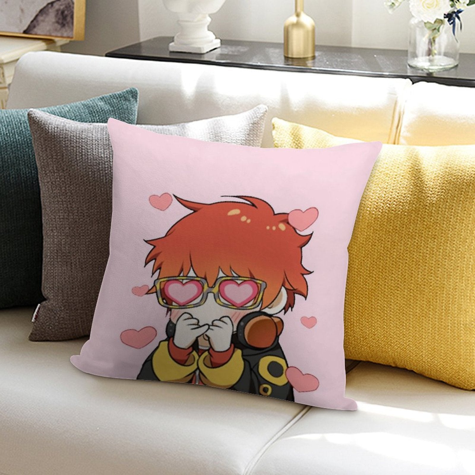 Mystic Messenger 707 Emoticon (+ Larger Design) Soft Style Accent Throw Pillow