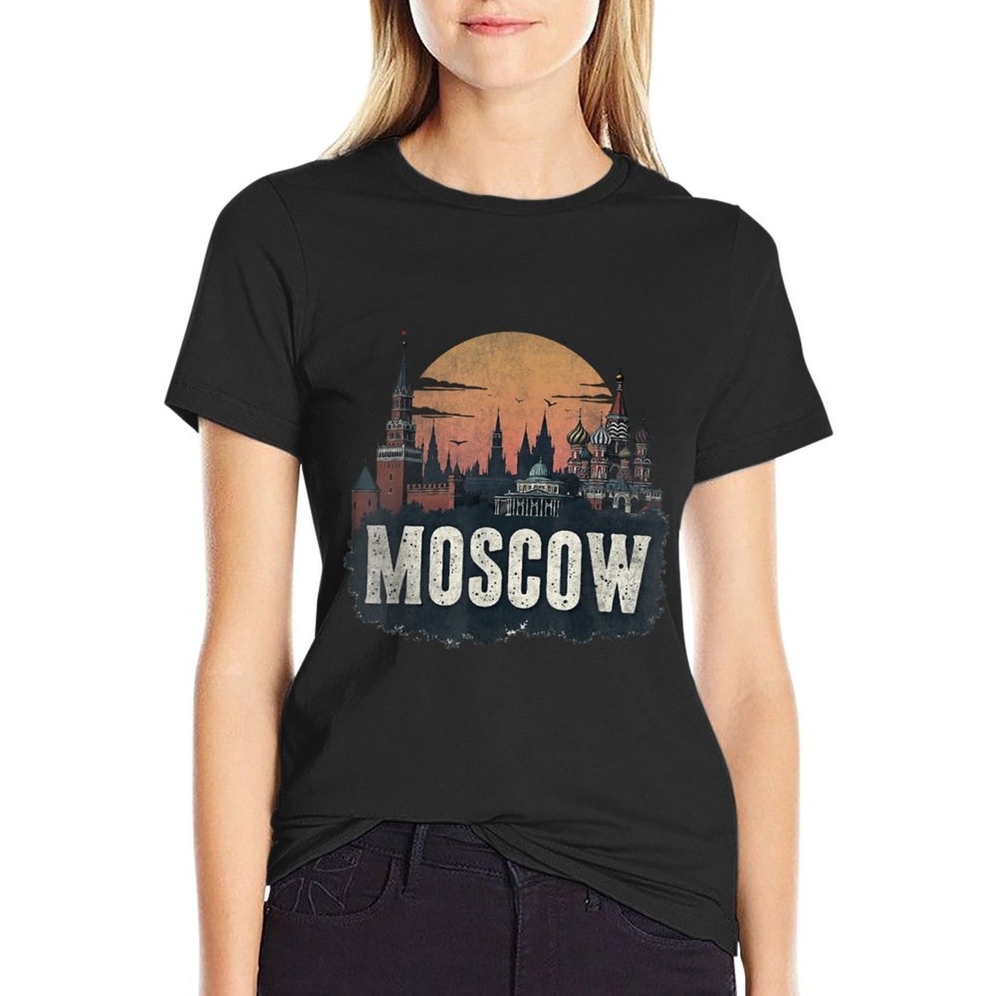 Retro Moscow Landscape Vintage Souvenir  Relaxed-fit T-Shirt