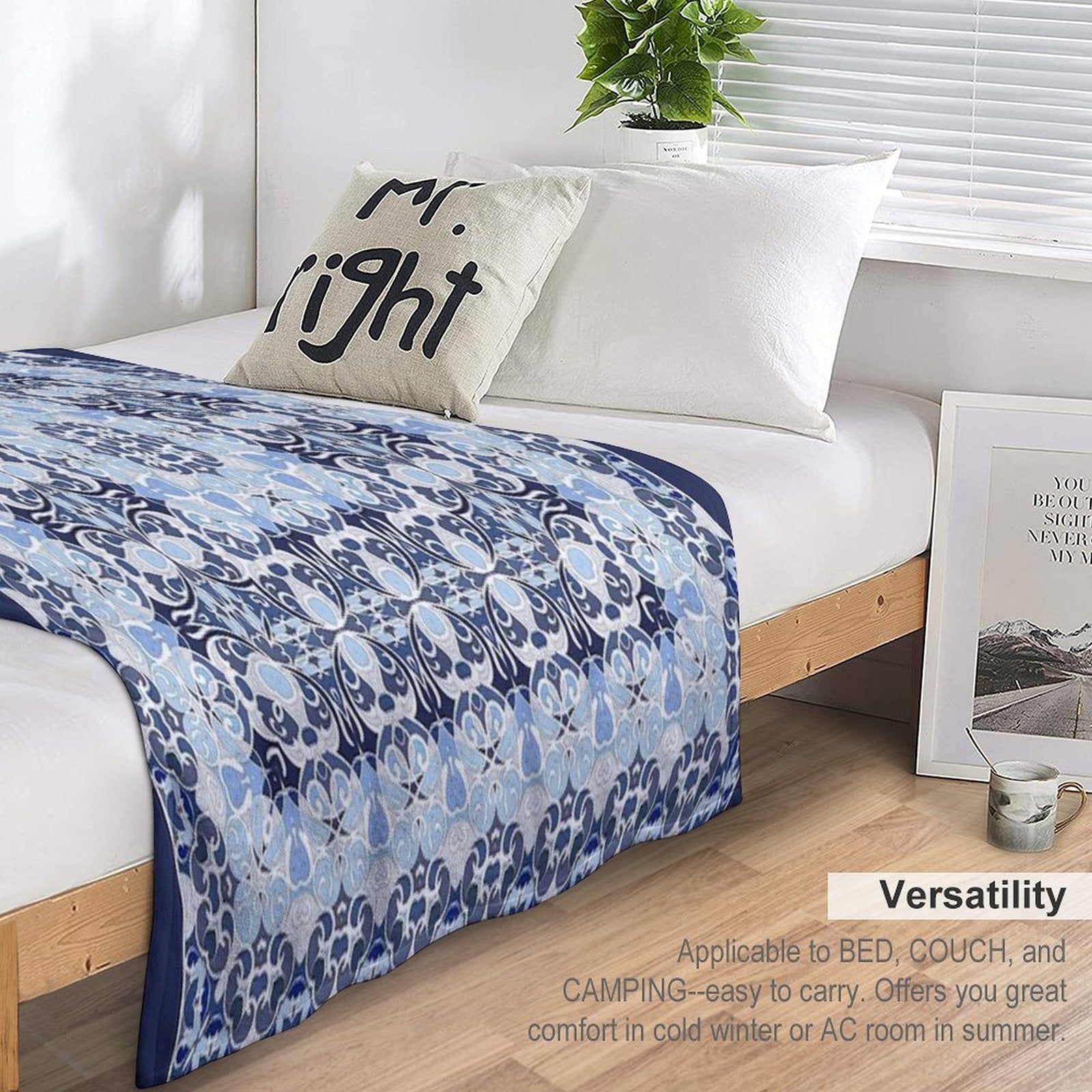 Arabic Ornate Square Pattern Velvety-soft Throw Blanket