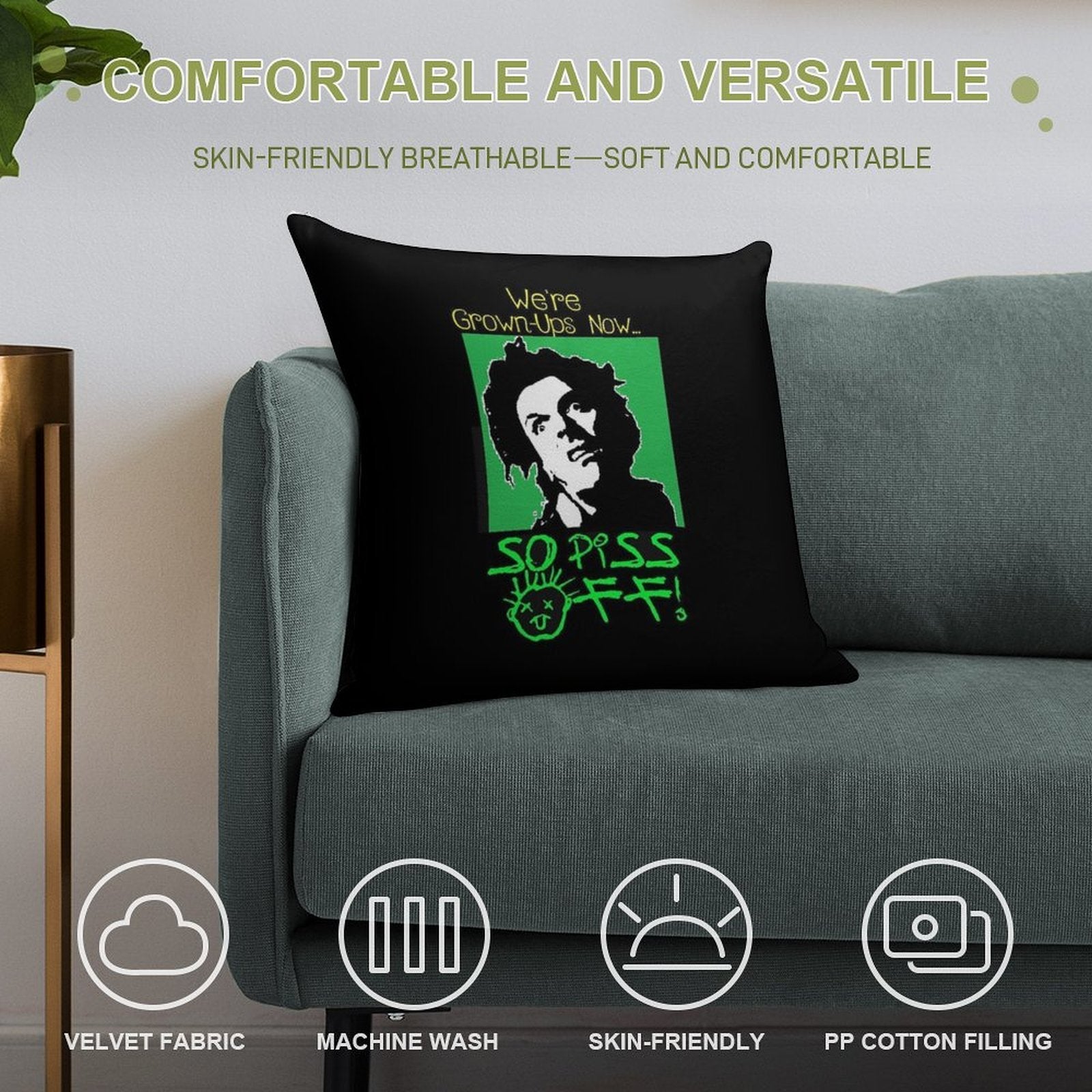 Drop Dead Fred Soft Short Plush Fabric Throw Pillow
