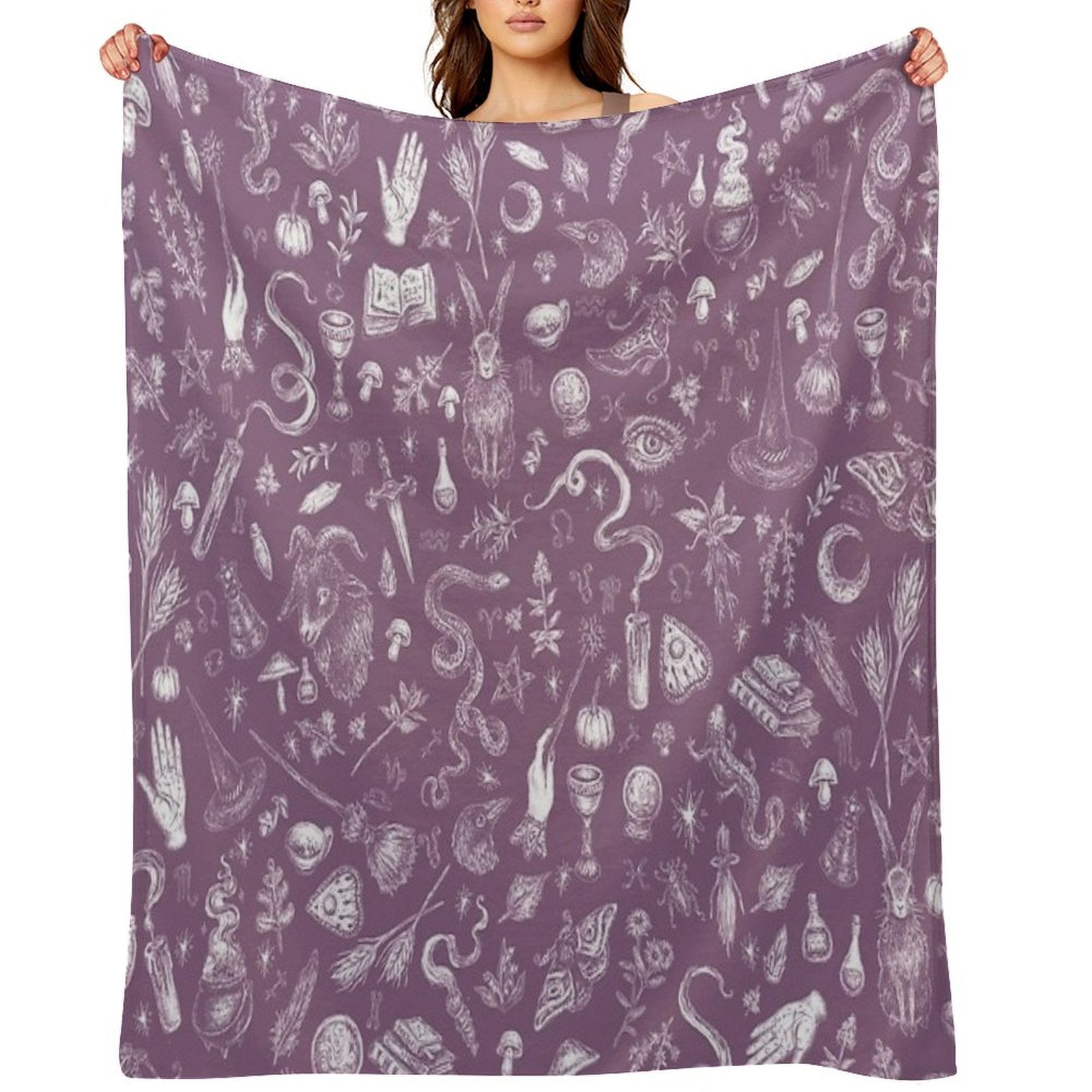 Purple Salem Witch Easy Care Throw Blanket