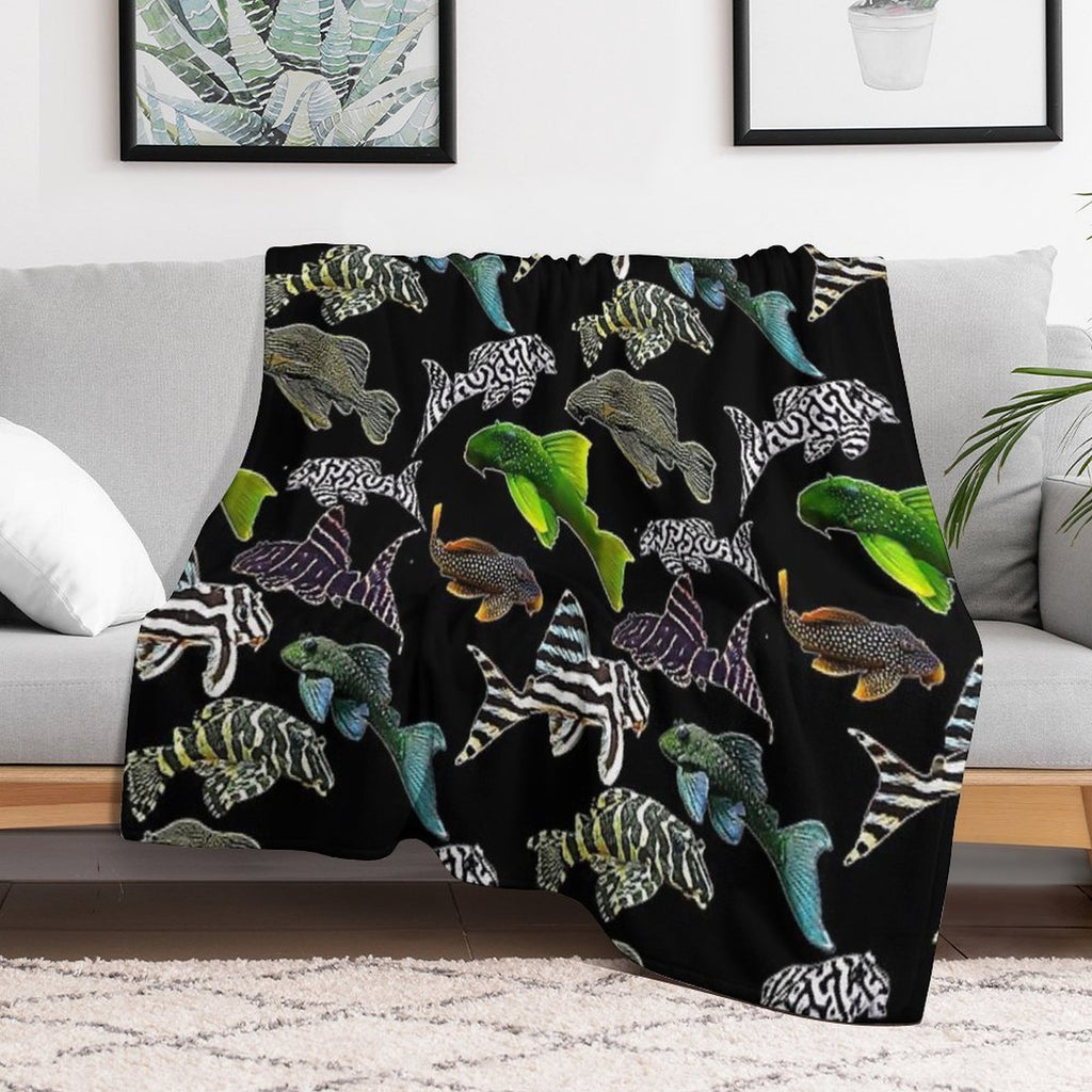 Pleco Collage Dark Shrink-resistant Throw Blanket
