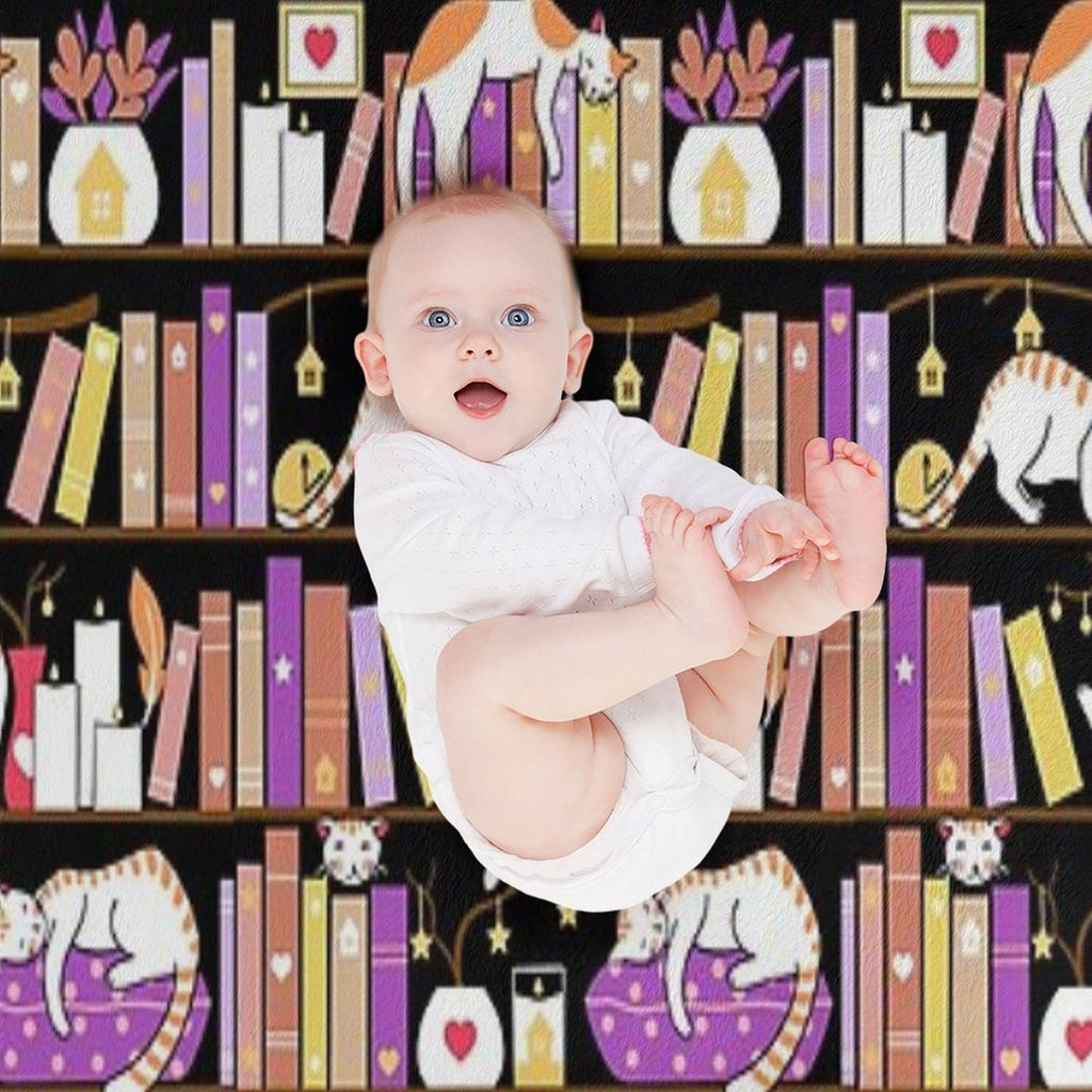 Library Cats - Dreamy Violet Sustainable Throw Blanket