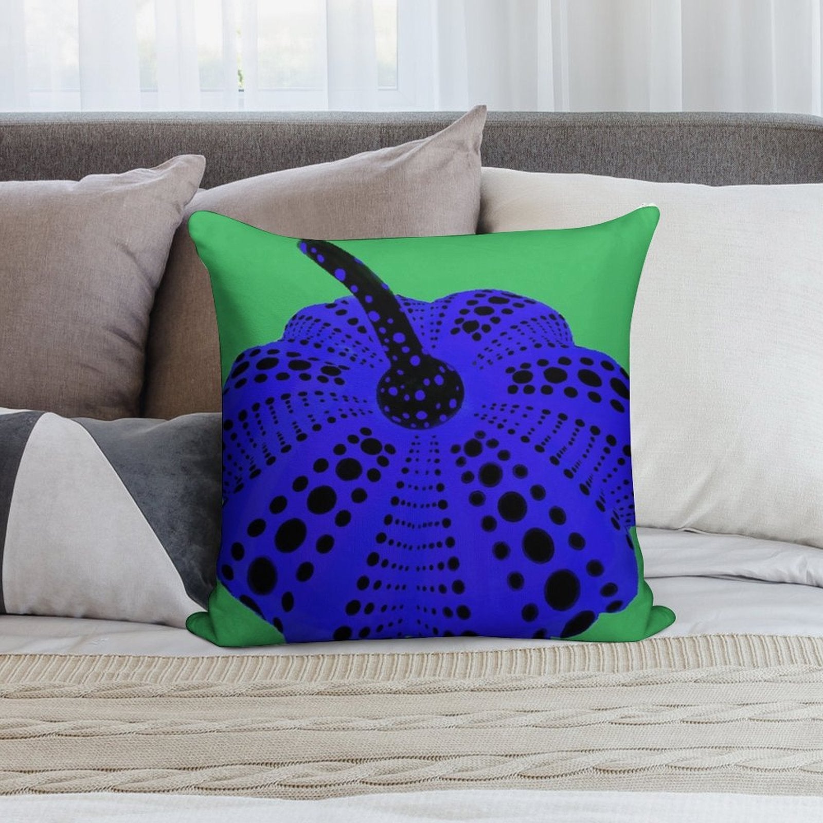 Polka Dot Pumpkin Soft Short Plush Fabric Throw Pillow