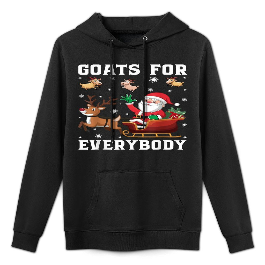 Goats For Everybody Santa Sleigh Funny Christmas Goat Lover Cotton-Polyester Blend Hoodie