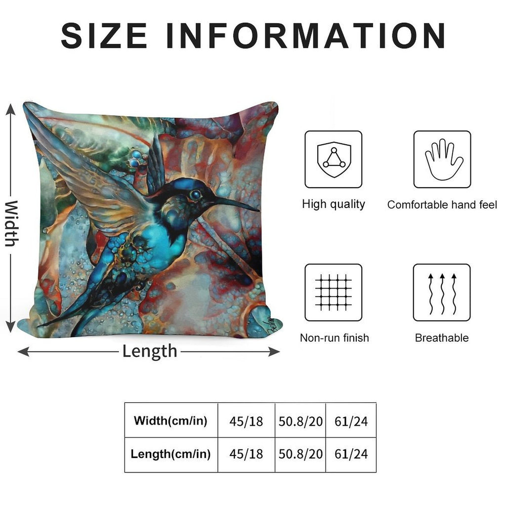 Colibri Des Vignes, Hummingbird, Colibri, Lea Roche Paintings Soft Luxury Feel Throw Pillow