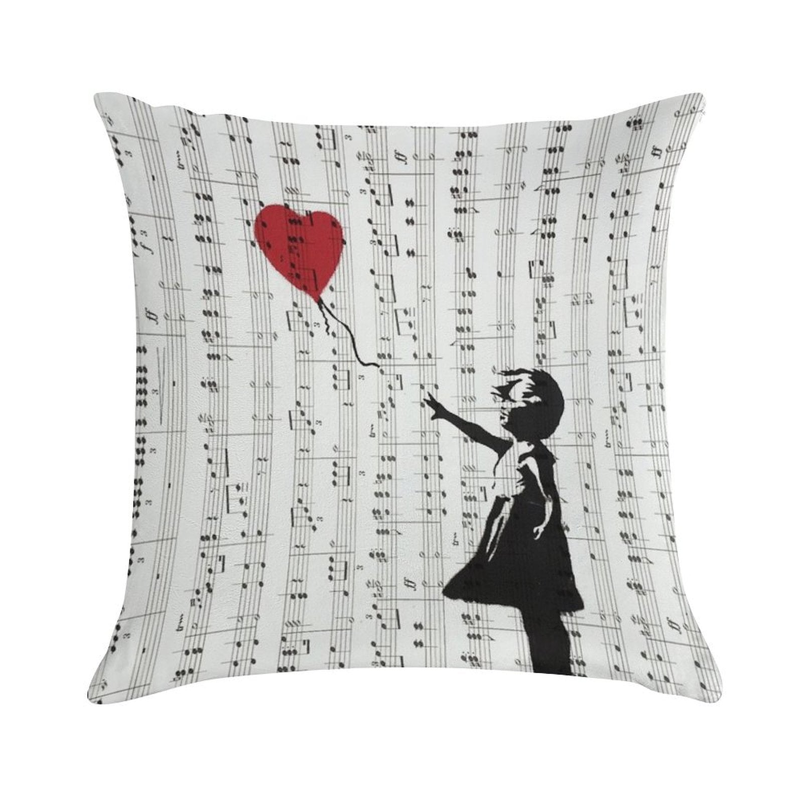 Girl With A Red Balloon by Banksy, Contemporary Street Art Soft Bedroom Essential Throw Pillow