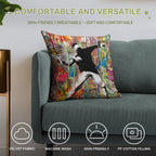 Flower Thrower Pop Street Art Colorful Soft Reinforced Edging Throw Pillow