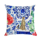 Cheetah And Chinoiserie Jars in Blue And Red Soft Bedroom Essential Throw Pillow