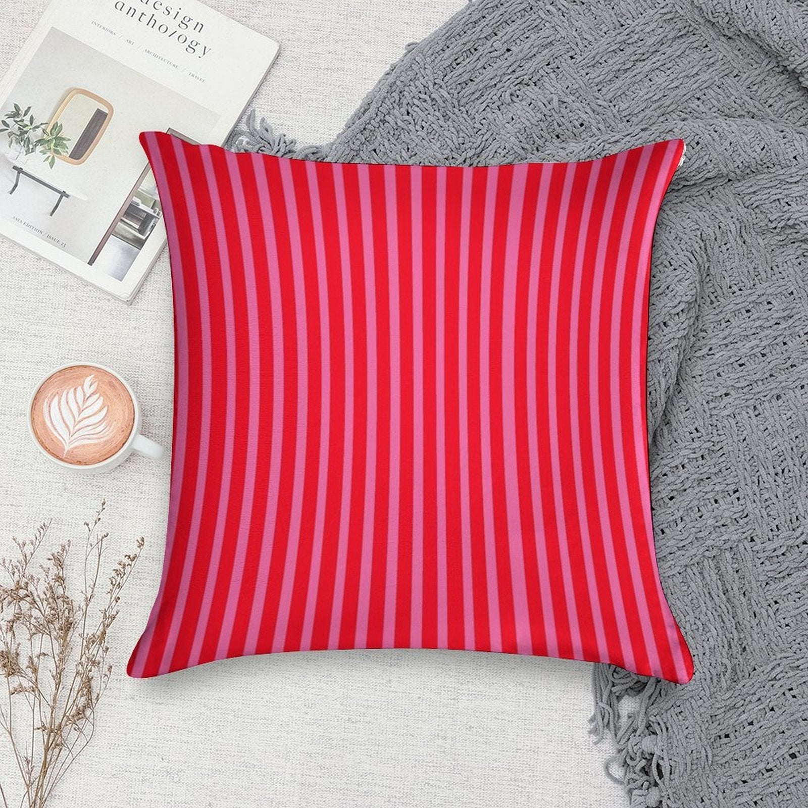 Hot Pink And Red Stripes Soft Ultra-Soft Texture Throw Pillow