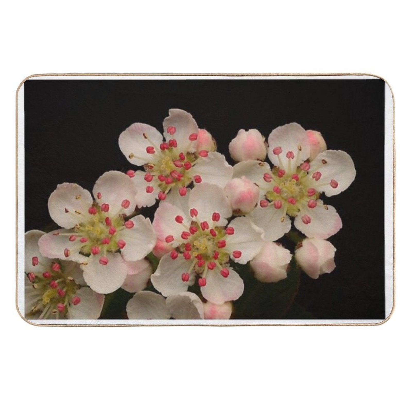 Macro of Aronia Melanocarpa Blossoms White Flowers  Stain-Proof Bath Mat