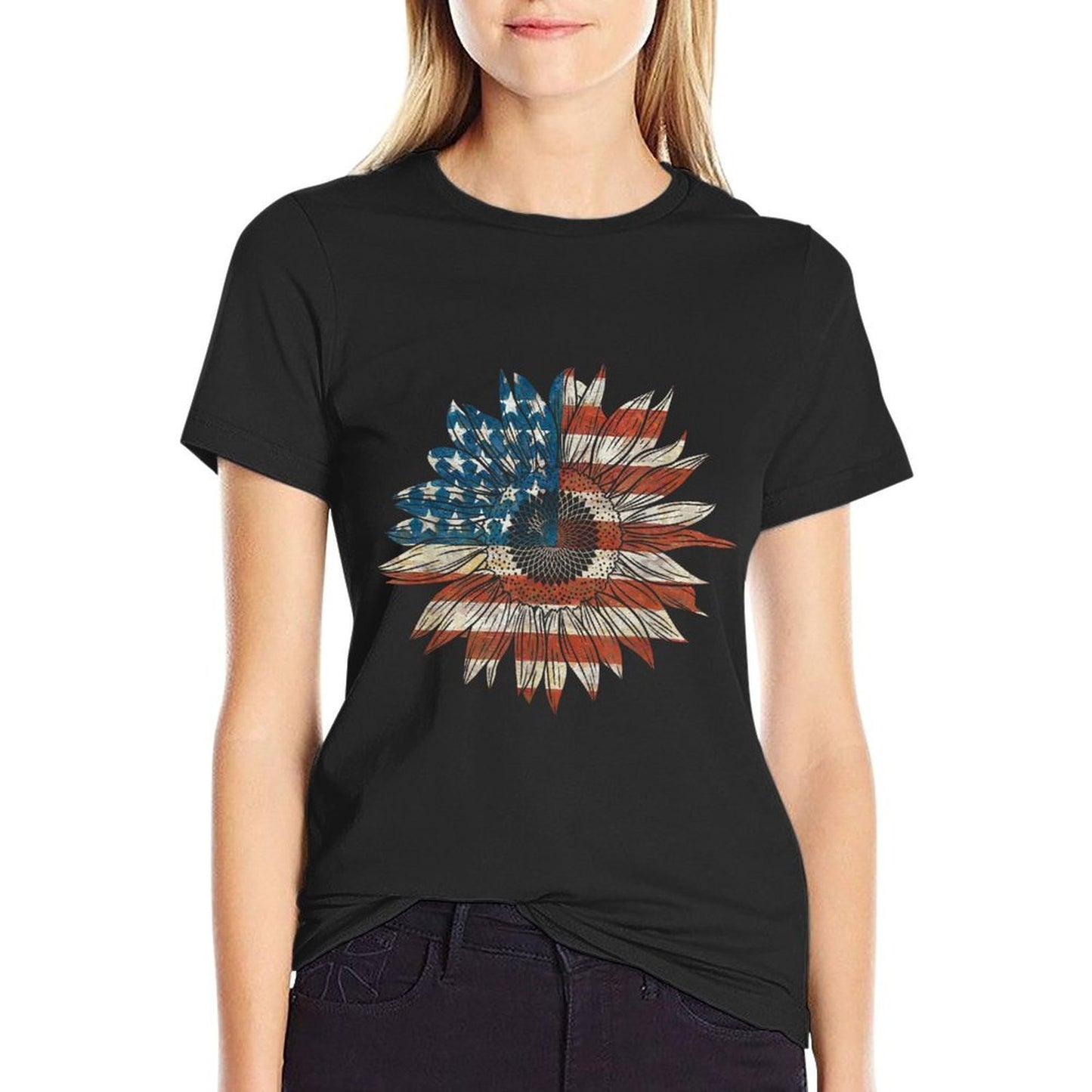 USA As Sunflower Garden Plant  Moisture-wicking T-Shirt