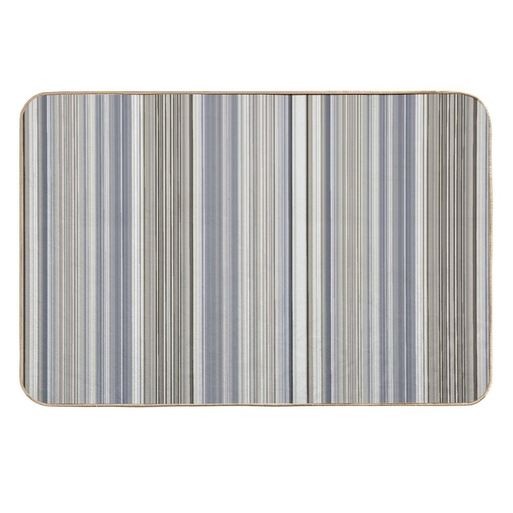 Blue Grey Tan Stripes  Slip-Resistant Bath Mat