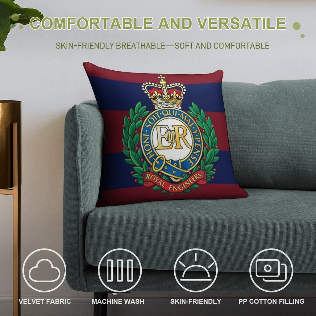 Royal Engineers Cap Badge Soft Hidden Zipper Throw Pillow