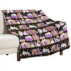 Library Cats - Dreamy Violet Sustainable Throw Blanket