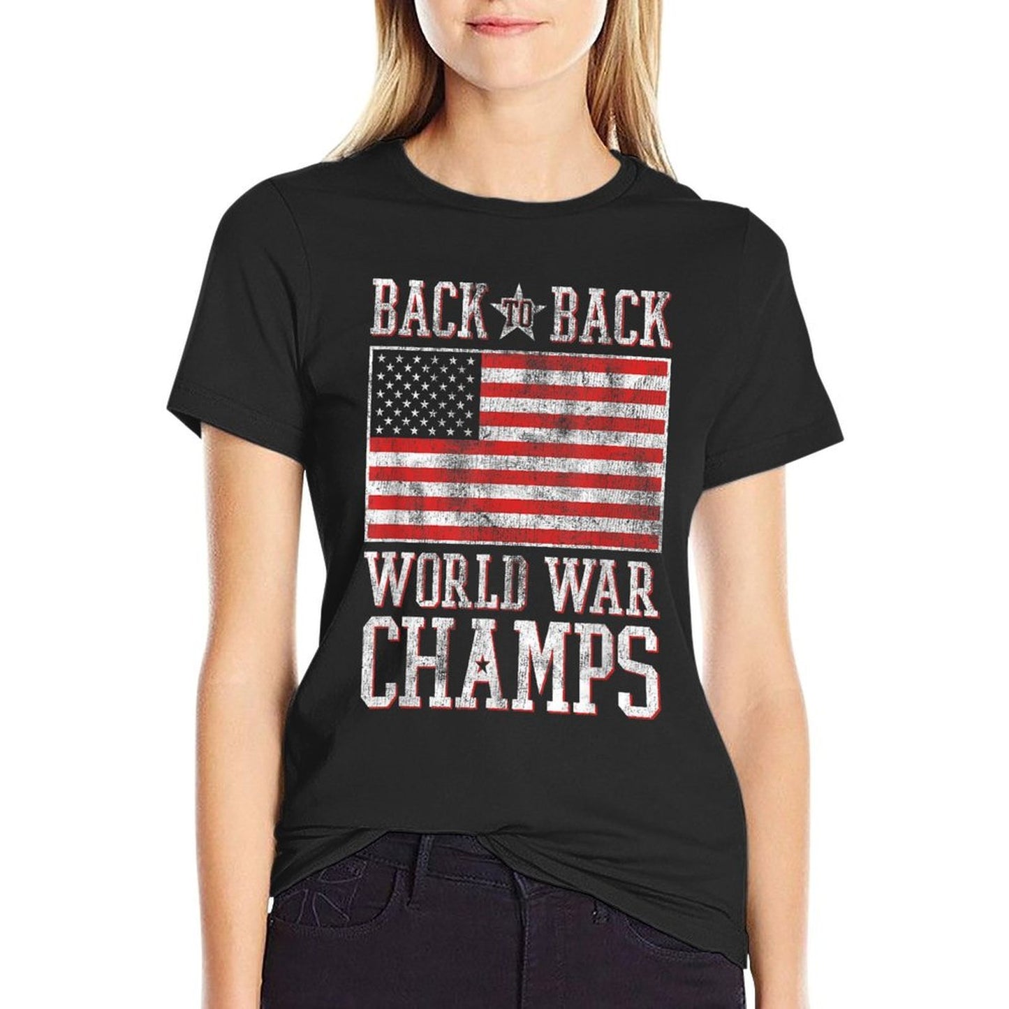 Trendy Back To Back World War Champs American  Trendy Pattern T-Shirt