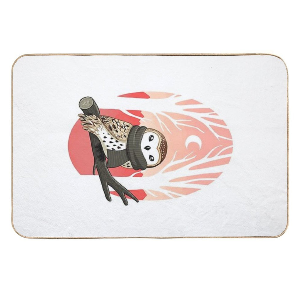 Winter Owl  Easy Maintenance Bath Mat