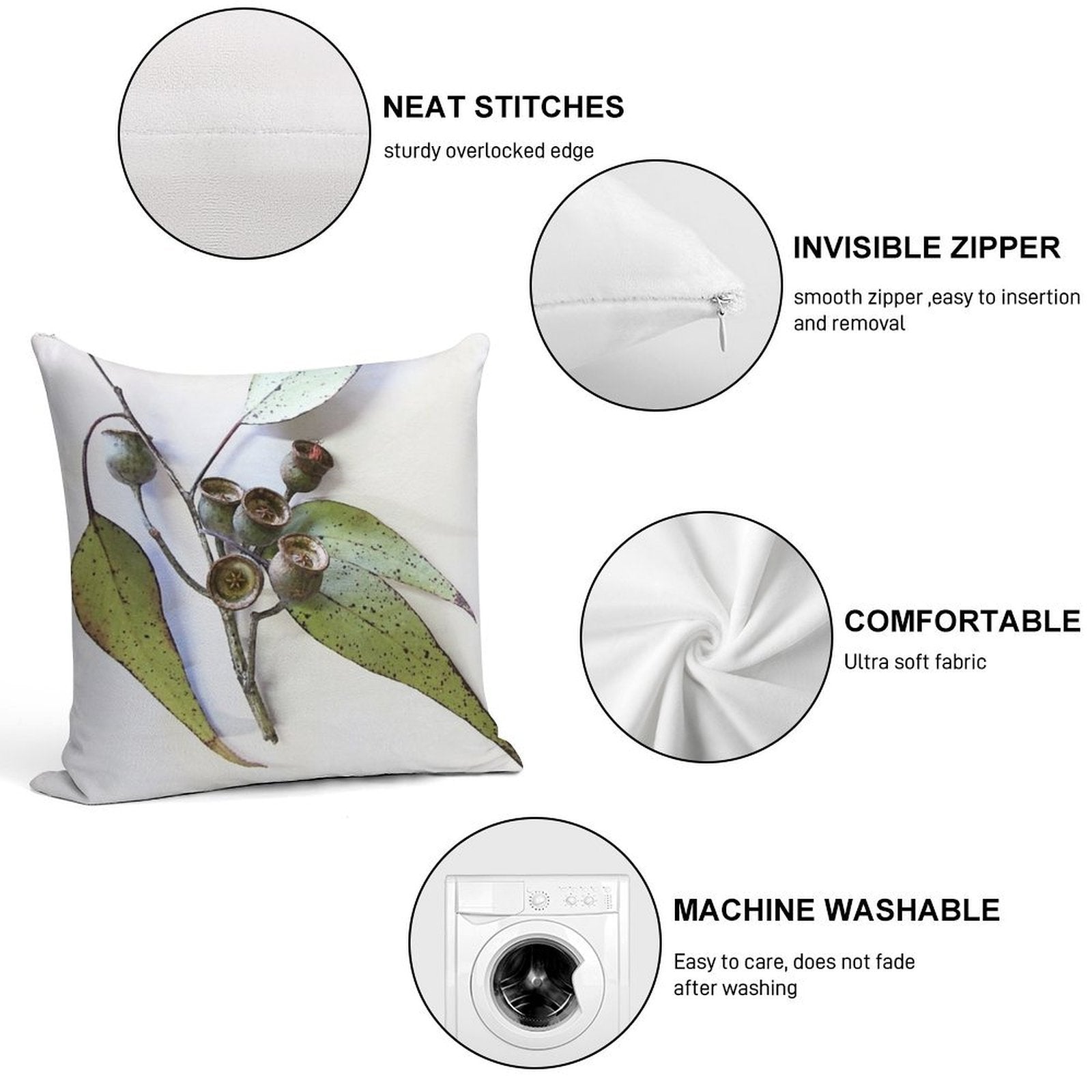 Marri Eucalypt Leaves And Nuts, Western Australia Soft Hidden Zipper Throw Pillow