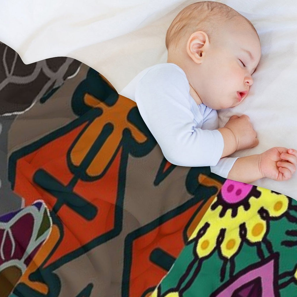 Graphic Design Pacthwork Pattern Anti-pilling Throw Blanket