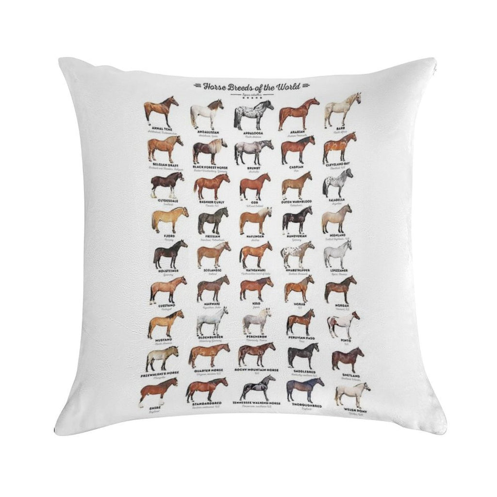 Horse Breeds Of The World Soft Skin-Friendly Throw Pillow