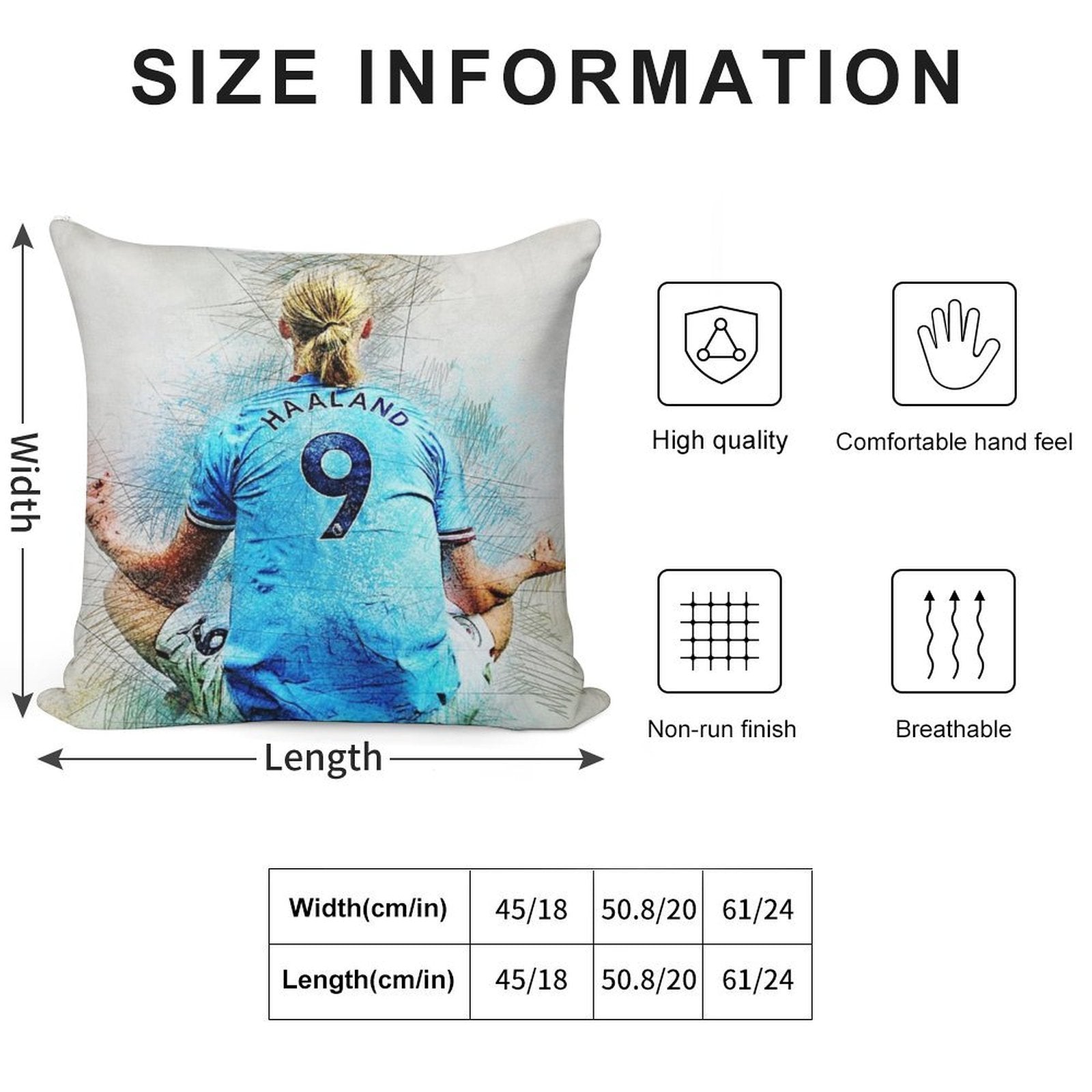 Erling Haaland Manchester Striker Soft Short Plush Fabric Throw Pillow