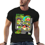 Kids Play Cars on Dads Back Farm Animals Fathers Day Race  Eco-friendly Material T-Shirt