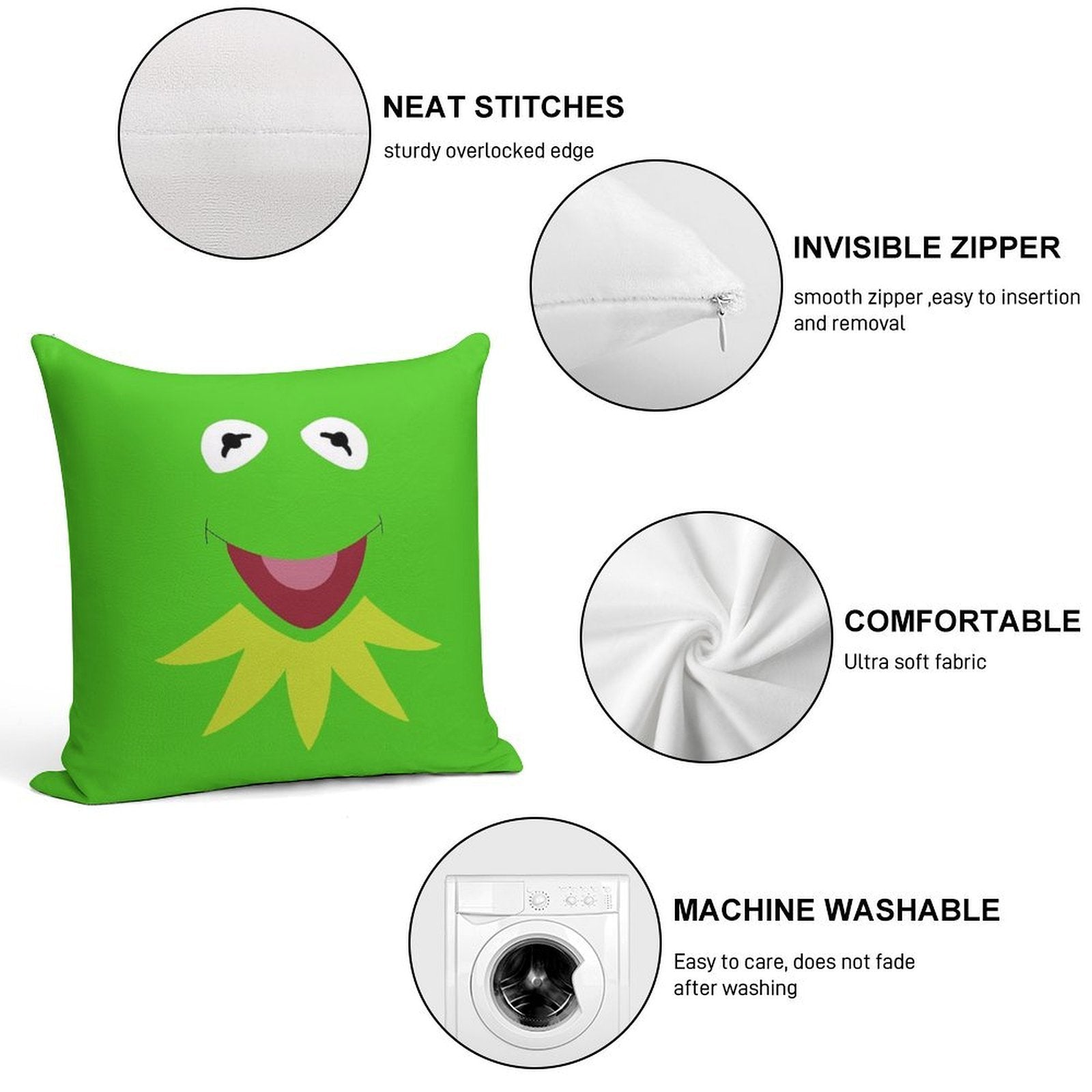 Kermit Soft Easy Maintenance Throw Pillow