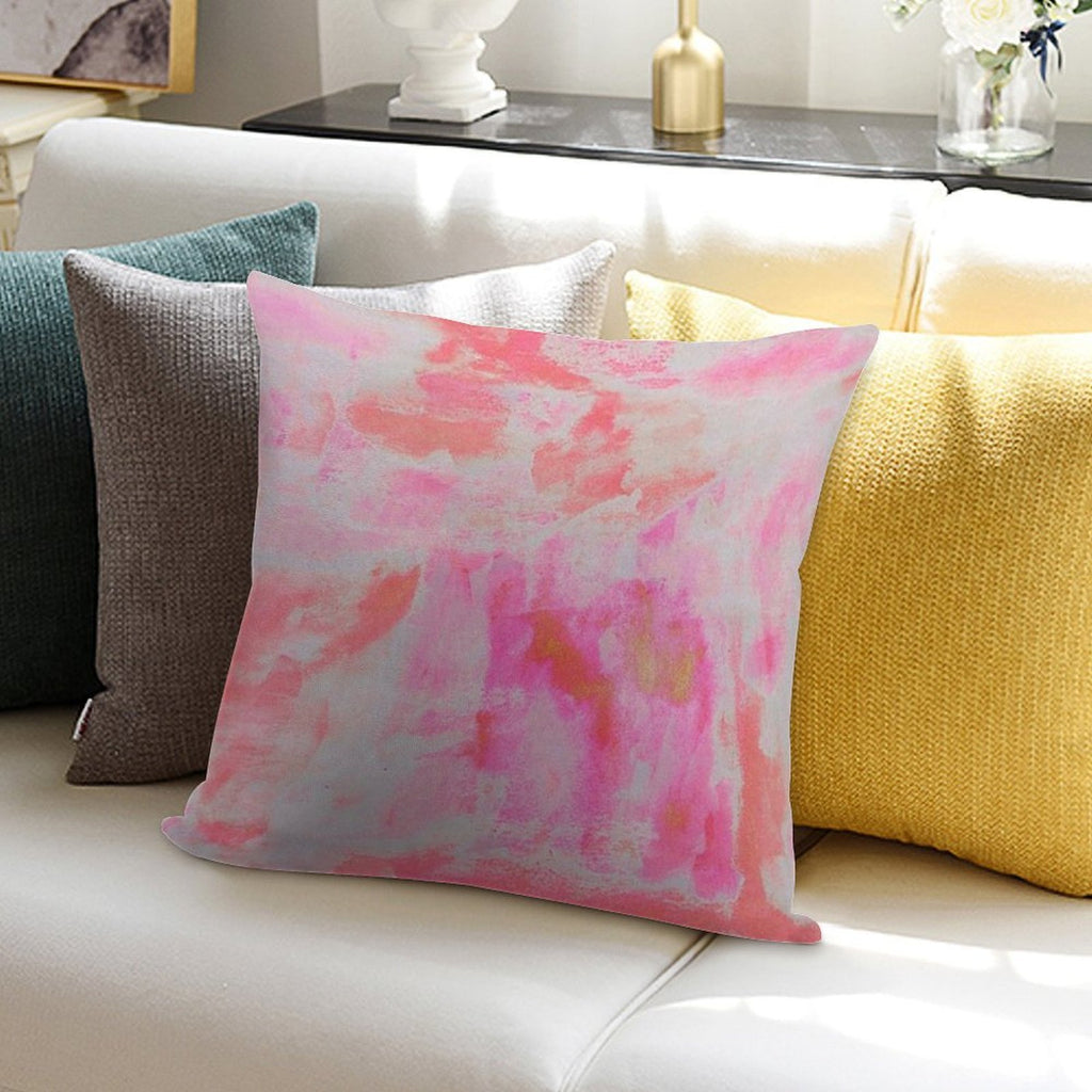 Cute Pink Brushed Soft Skin-Friendly Throw Pillow