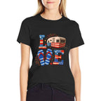 4th July Funny Camper Van USA Patriotic Camping Lovers  Oversized Silhouette T-Shirt