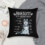 Funny Siberian Husky Anatomy Dog Owner Dog Lover Soft Durable Construction Throw Pillow