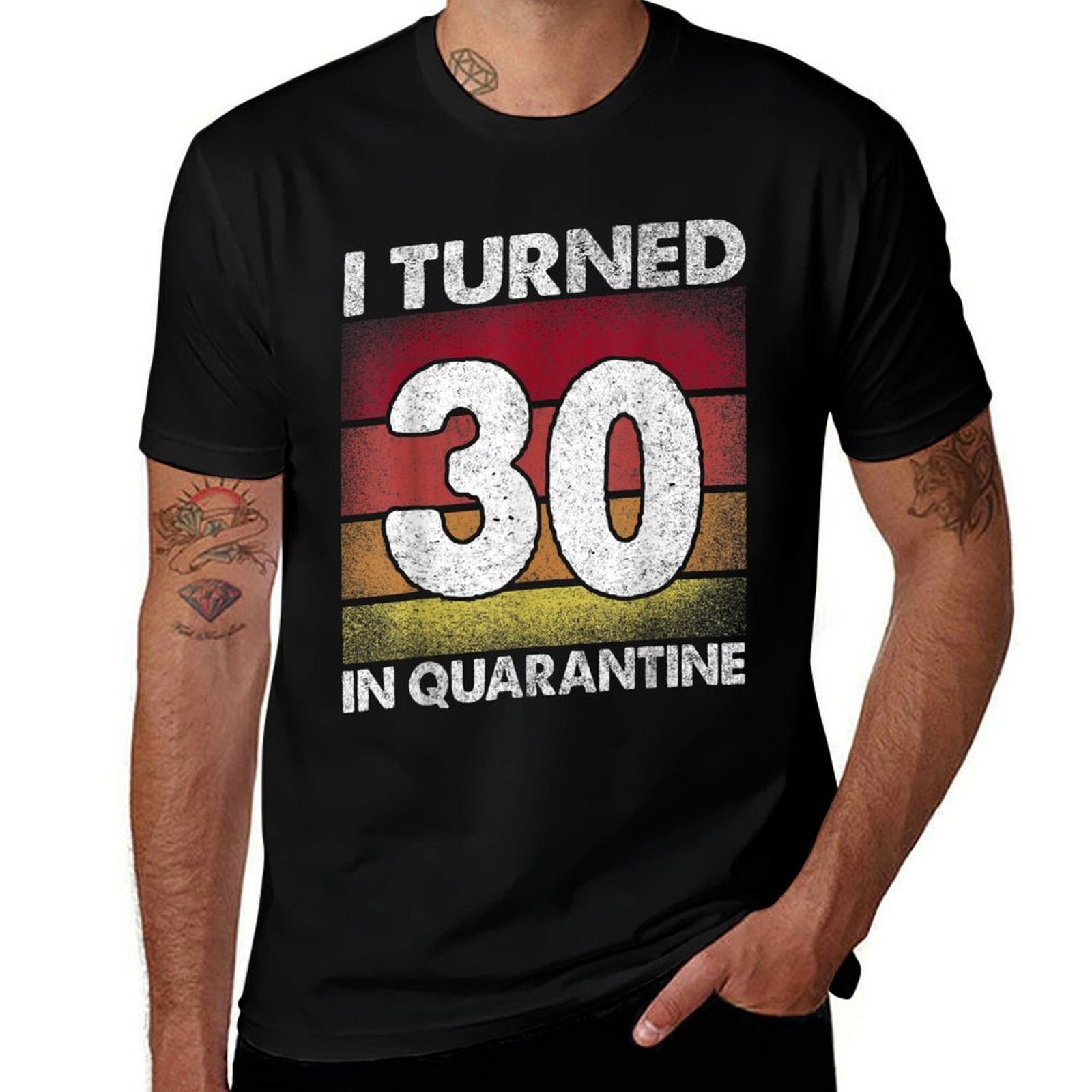 I Turned 30 In Quarantine 2020 30 Years Old 30th Birthday  Rolled Sleeves T-Shirt