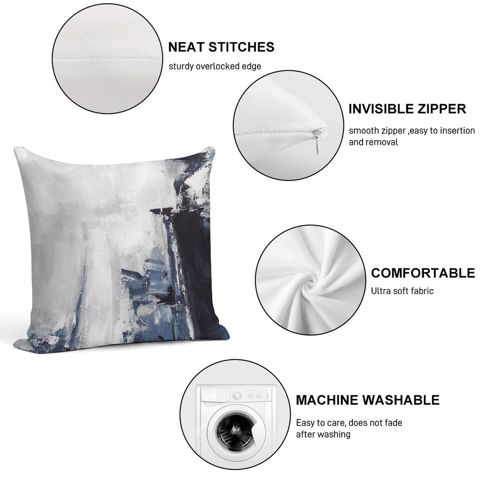 Navy 2 Soft High-Density Material Throw Pillow