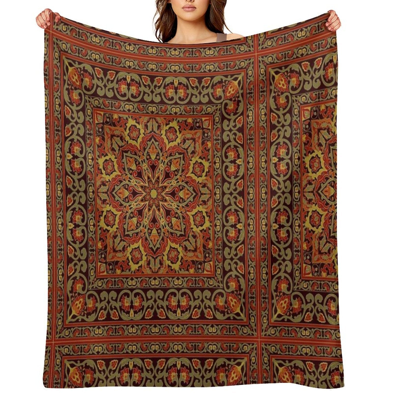 Oriental Ornamental Carpet Machine-washable Throw Blanket