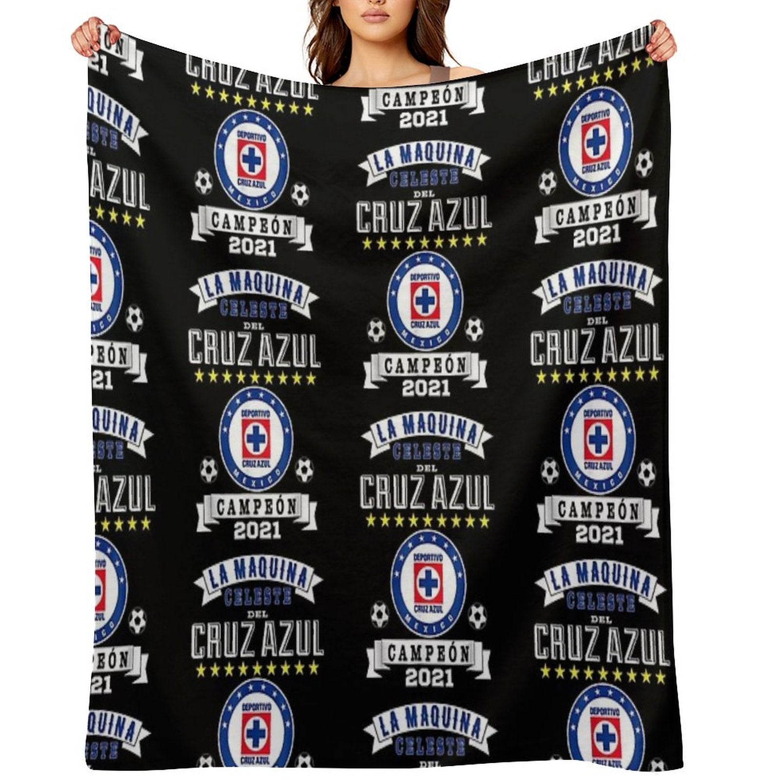 Cruz-Azul Campeon 2021 Futbol Mexicano La Maquina Celeste Shrink-resistant Throw Blanket