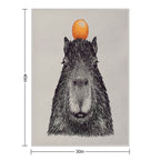 Capybara  Orange  Capy Yuzu  Capybara with Orange on Head  His Name - Gort  Portrait Durable Throw Blanket