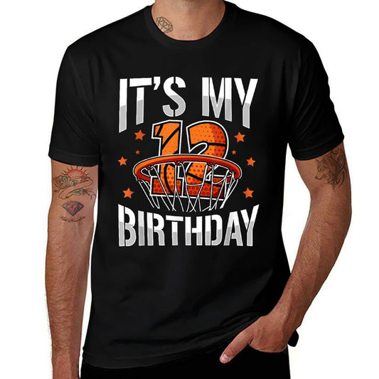 12 Years Old 12th Birthday Basketball Party Boys Kids  Oversized Silhouette T-Shirt